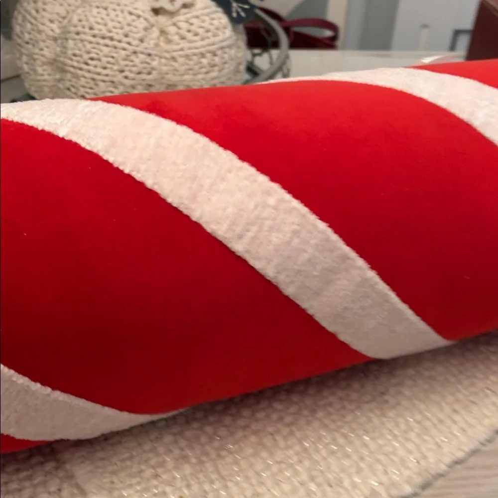 cupcakes & cashmere Red and White Candy Cane Pillow